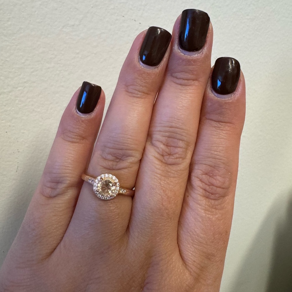 Morganite Rose Gold Halo Ring, Rose Gold Morganite Ring Size 7